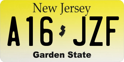 NJ license plate A16JZF