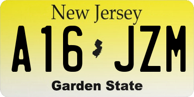 NJ license plate A16JZM