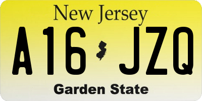 NJ license plate A16JZQ
