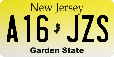 NJ license plate A16JZS