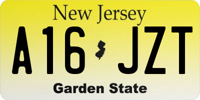 NJ license plate A16JZT