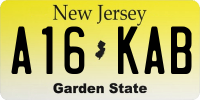 NJ license plate A16KAB