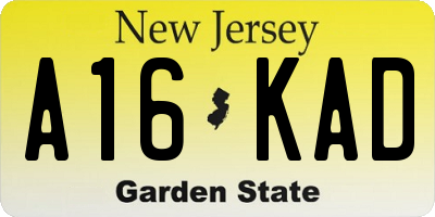 NJ license plate A16KAD