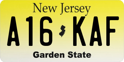 NJ license plate A16KAF