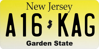 NJ license plate A16KAG