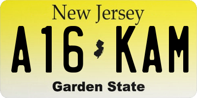 NJ license plate A16KAM