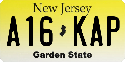 NJ license plate A16KAP