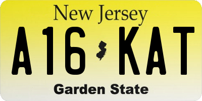 NJ license plate A16KAT