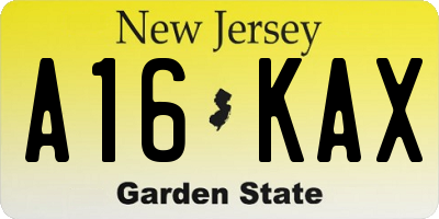 NJ license plate A16KAX