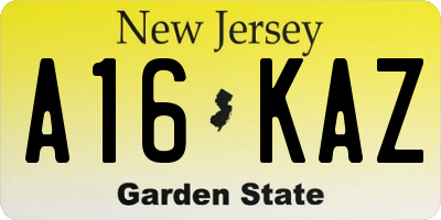 NJ license plate A16KAZ