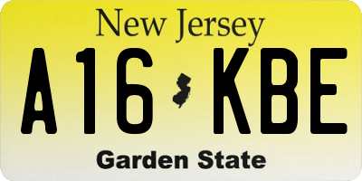 NJ license plate A16KBE