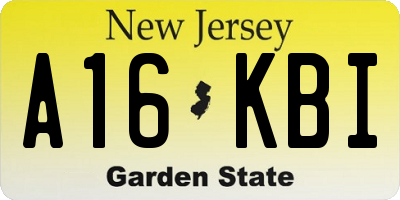 NJ license plate A16KBI