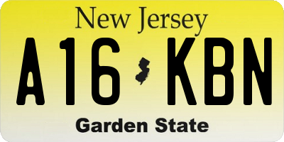 NJ license plate A16KBN