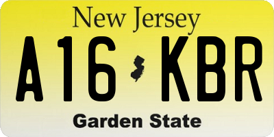 NJ license plate A16KBR