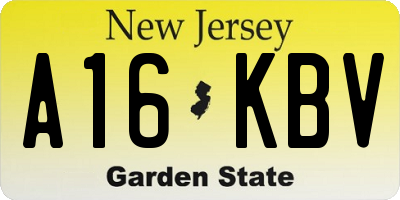 NJ license plate A16KBV
