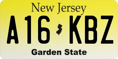 NJ license plate A16KBZ