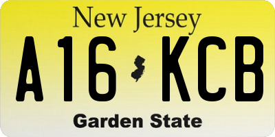 NJ license plate A16KCB