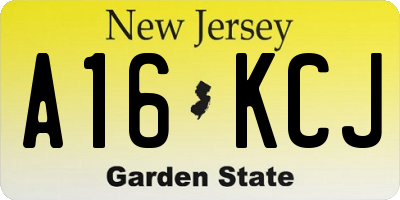 NJ license plate A16KCJ