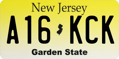 NJ license plate A16KCK