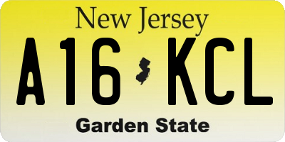 NJ license plate A16KCL