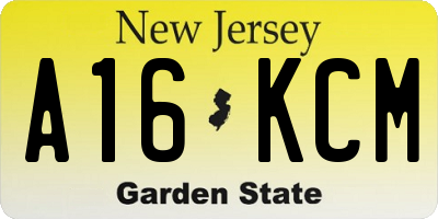 NJ license plate A16KCM