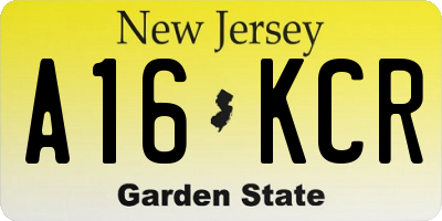 NJ license plate A16KCR