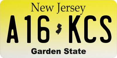 NJ license plate A16KCS