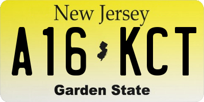 NJ license plate A16KCT