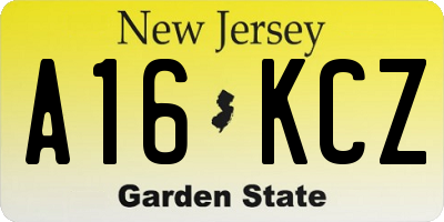 NJ license plate A16KCZ