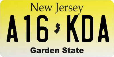 NJ license plate A16KDA