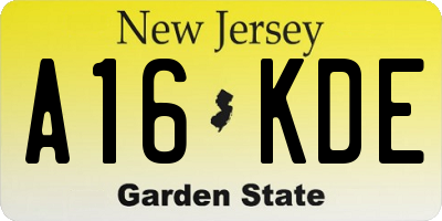NJ license plate A16KDE