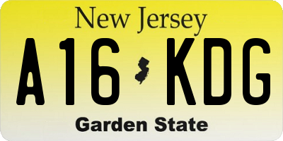 NJ license plate A16KDG