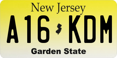 NJ license plate A16KDM