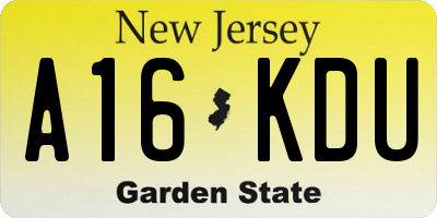 NJ license plate A16KDU