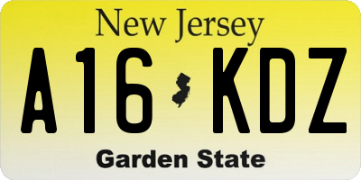 NJ license plate A16KDZ