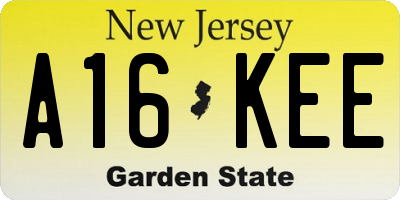 NJ license plate A16KEE
