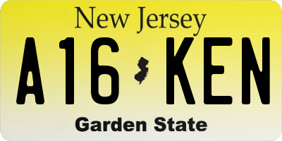 NJ license plate A16KEN