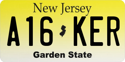 NJ license plate A16KER