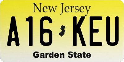 NJ license plate A16KEU