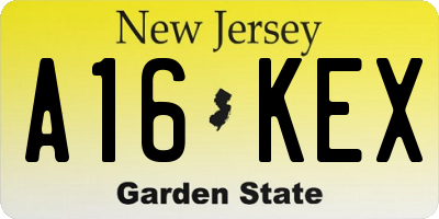 NJ license plate A16KEX