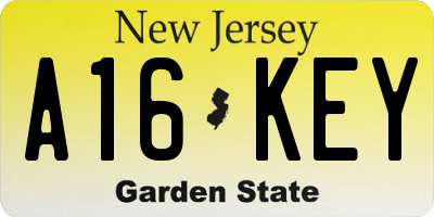 NJ license plate A16KEY