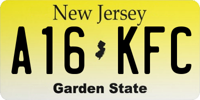 NJ license plate A16KFC