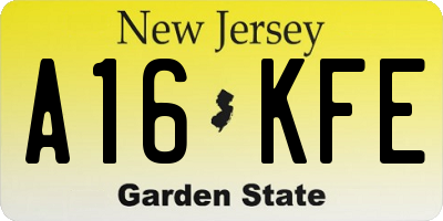 NJ license plate A16KFE