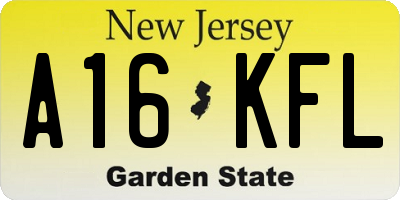 NJ license plate A16KFL