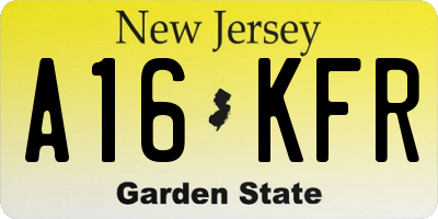 NJ license plate A16KFR