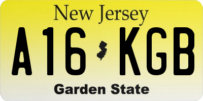 NJ license plate A16KGB