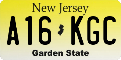 NJ license plate A16KGC