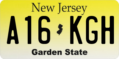 NJ license plate A16KGH