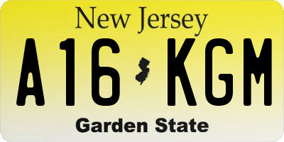 NJ license plate A16KGM