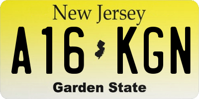 NJ license plate A16KGN